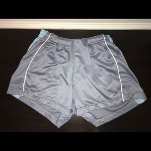Grey and blue nike shorts